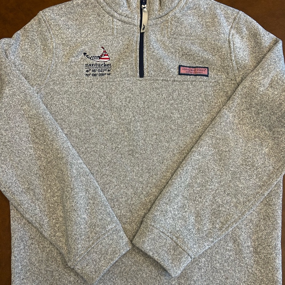 Vineyard Vines Nantucket Limited Edition Gray 1/4 Zip Sweater Small - Picture 5 of 6